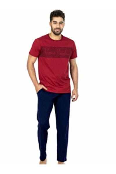 Pierre Cardin Men's Pajama Set 5460 Combed Cotton Claret Red.