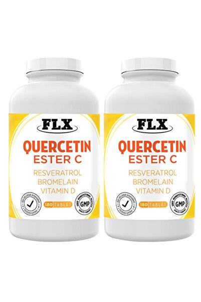 FLX Quercetin Magnezyum Kuersetin Ester C Resveratrol Bromelain 2 Kutu 180 Ta...