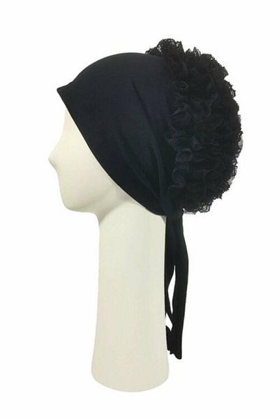 DLR TİCARET Dlr Ekol Knob Lace Black Bonnet 100% Cotton