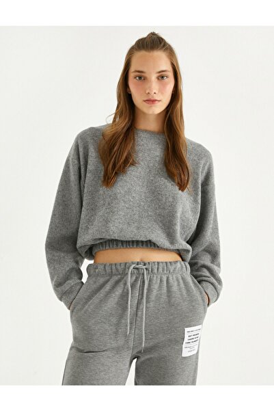 Koton Kurzes Sweatshirt mit geraffter Taille