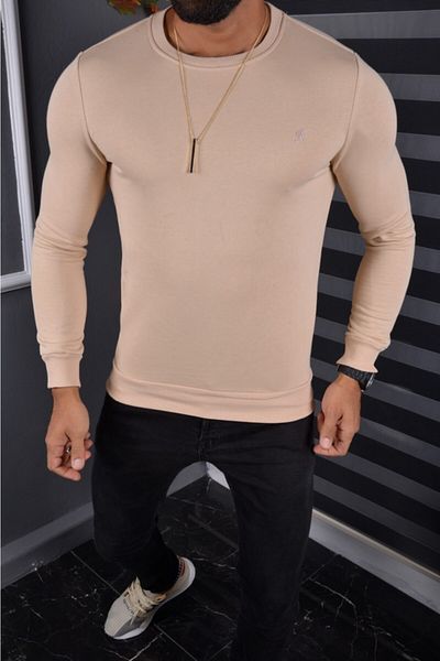 Tanzanit Ανδρικό μπεζ φούτερ Crew Neck 2021-2022 Φθινόπωρο Χειμώνας