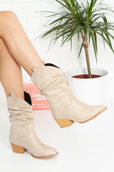 irmona Κοντές μπότες Tokyo Beige Luxury Suede Bellows Dallas