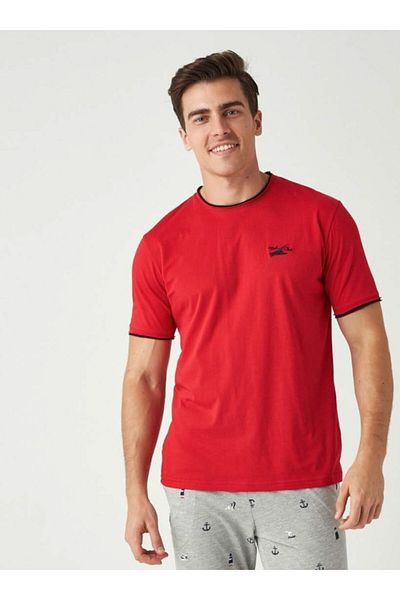 Mod Collection Men's Red Gray Anchor Pajama Set