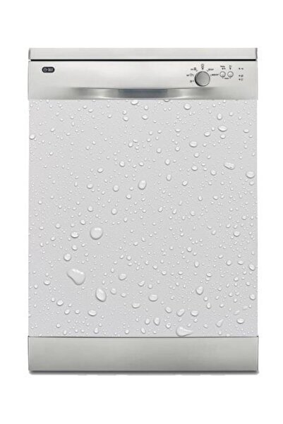 StickerArt Bulaşık Makinesi Sticker Kaplama Beyaz Eşya Kaplama Gri Su Damlacı...