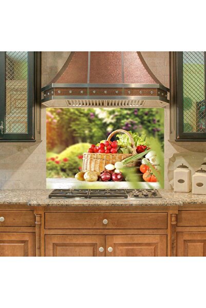 StickerArt Mutfak Duvar Tezgah Arası Ocak Arkası Sticker Kaplama Bahçede Sebz...