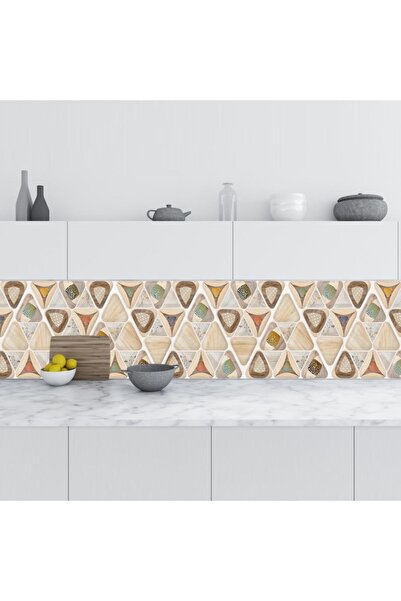 StickerArt Mutfak Tezgah Arası Folyo Fayans Kaplama Folyosu Üçgen Design 60x100