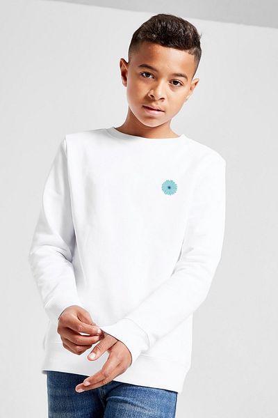 QIVI Unisex Kids White Flower Aqua Baby Shower Blue Gerbera Printed Sweatshirt