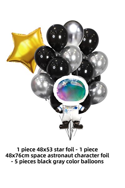 Evabrite Space Astronaut Concept Foil Balloon Set - Star Foil Birthday Party Set