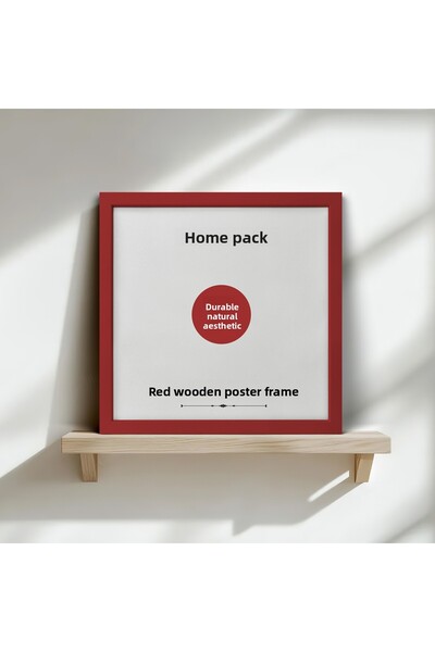 HOMEPACK 40X40 cm Red Wooden Framed Poster Frame, Blank Frame, Red-Frame-40X40