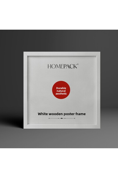 HOMEPACK 30X30 cm White Wooden Framed Poster Frame, Blank Frame, White-Frame-30X30