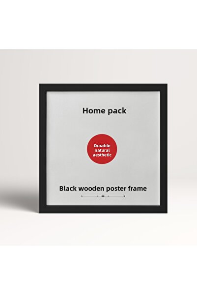 HOMEPACK 50X50 cm Black Wooden Framed Poster Frame, Blank Frame, Black-Frame-50X50