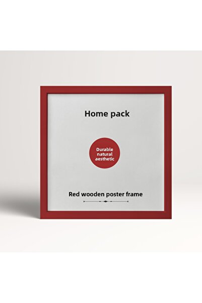 HOMEPACK 40X40 cm Red Wooden Framed Poster Frame, Blank Frame, Red-Frame-40X40