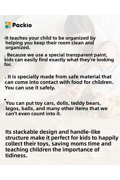 Packio 15 Liter 4-Pack Toy Organizing and Storage Box - Colorful Multi-Purpose Stackable Organizer