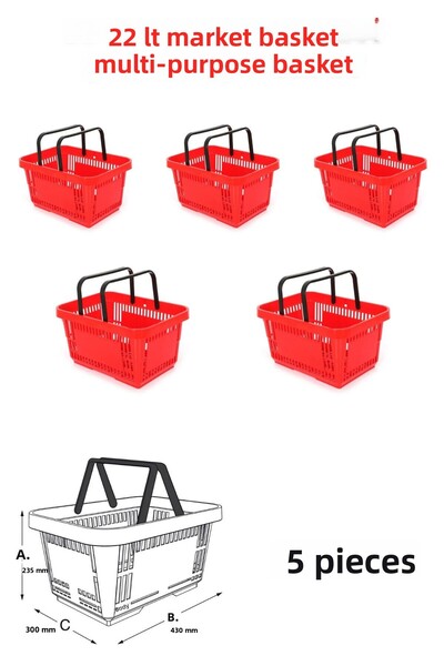 Manken İstanbul 22 Liter Grocery Basket with 5 Handles - Shopping Basket