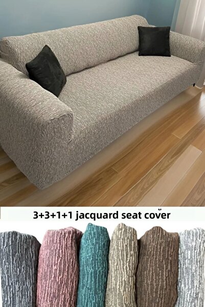 StarMall Husă de scaun cu model de tijă jacquard Set 3+3+1+1 Husă de canapea ...