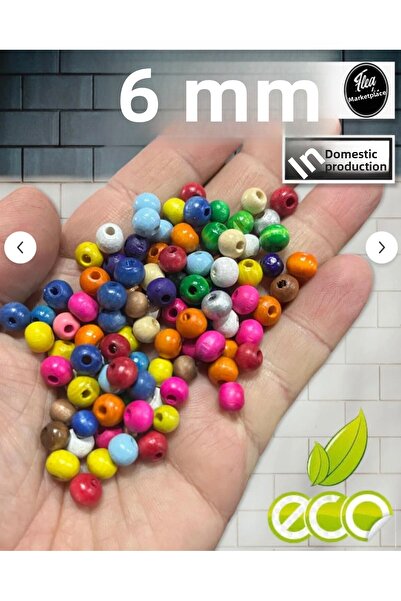 Artdeco 6 mm Mixed Color Wooden Beads (25 Grams Average 315 Pieces) Hole Diameter 2 mm