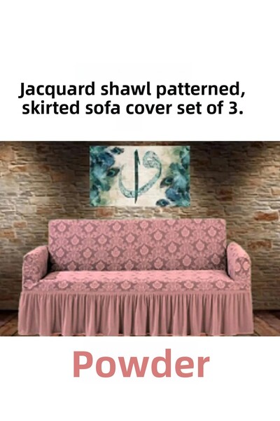 StarMall غطاء أريكة جاكار بنمط شال، أريكة، غطاء سرير، ليكرا، تنورة، غطاء مقعد...