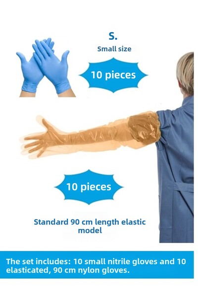 QBR Home 10-Piece Small Nitrile Gloves and 10-Piece 90 cm Elastic Gloves Set