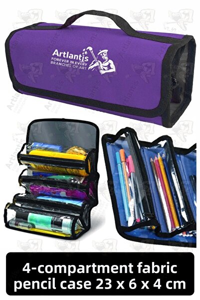Artlantis Несесер за моливи с 4 отделения, 1 брой, четирисекционен органайзер...