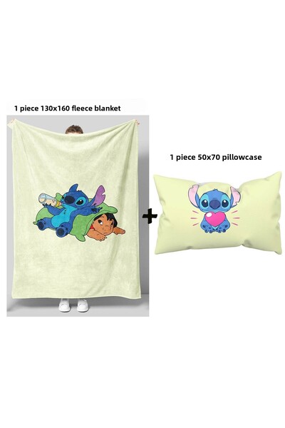 GC GÖKHAN CLUB Stich Themed Fleece Blanket Pillowcase