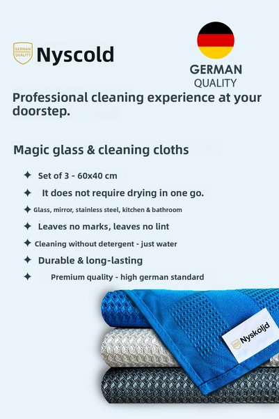Nysköljd Magic Glass Cloth |   Microfiber Cleaning Cloths |   Multi-Purpose, Non-Marking, 40X60 cm 3 Pieces