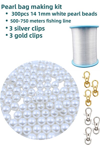 HERALDİS مجموعة صنع حقائب من حبات اللؤلؤ 14 مم، خيط حقائب من اللؤلؤ، مشبك حقي...