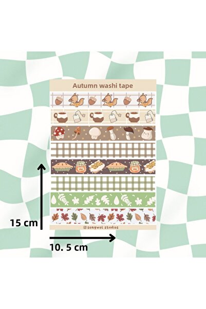 Songwol Studios Autocolant tematic cu bandă Washi de toamnă de dimensiune A6 ...