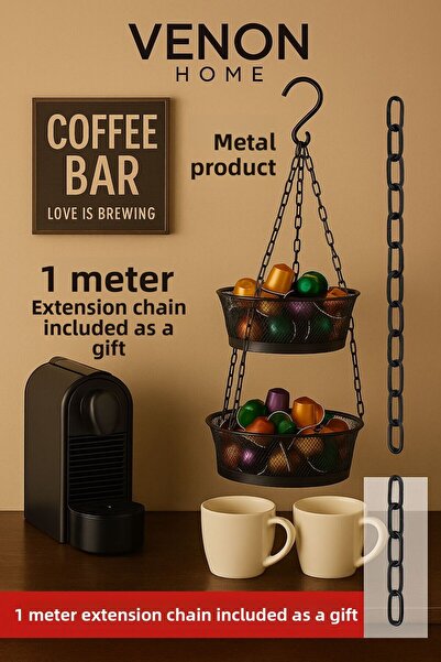 VENON Colț de cafea drăguț cu 2 niveluri, care nu ocupă spațiu, cu CADOU, coș...