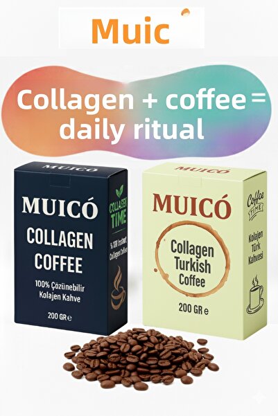 MUİCO قهوة الكولاجين مع مستخلص الهندباء وطقم القهوة التركية بالكولاجين 200 جر...