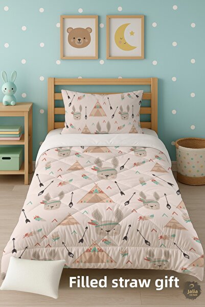 Talia Home Decorative Native American Patterned Single Children's Quilt Sleeping Set Tlag-045