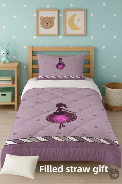 Talia Home Lila Princess Patterned Single Children's Quilt Sleeping Set Tlag-061