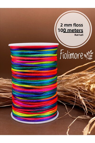 Fiolimore Snur de 2 mm, culori mixte (coadă de șobolan) (1 bobină 100 metri) ...