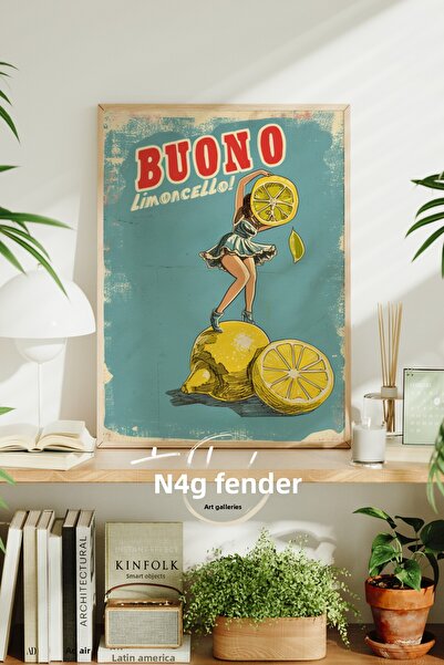 tablodea Pictură modernă înrămată cu model de lămâie, pictură decorativă retr...