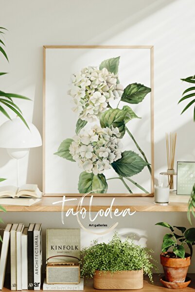 tablodea Tablou vintage cu flori de hortensie albe, poster vintage cu flori î...