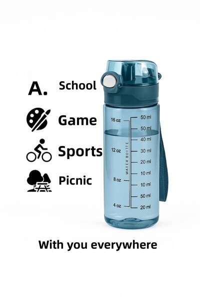 MEDUSHOP 500 ml - Leak-Proof, Drip-Free Water Bottle for School, Workplace, Gym, Blue