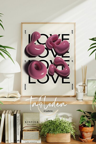 tablodea Tablou cu poster înrămat Love Retro, Tablou decorativ minimalist Lov...