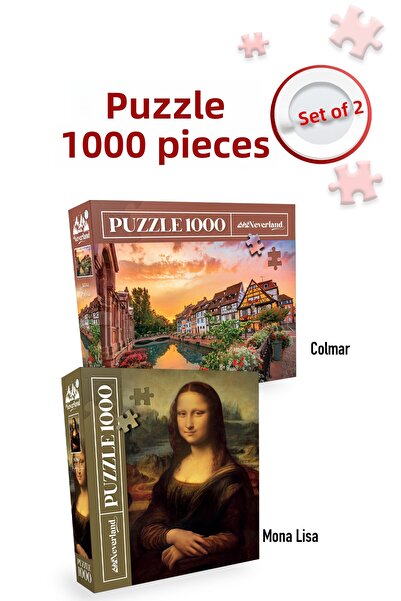 Neverland 2 Pcs 1000 Piece Puzzle- Mona Lisa and Colmar
