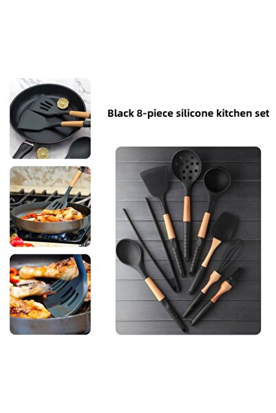 sengenegel Black 8 Piece Silicone Kitchen Set – Durable and Convenient