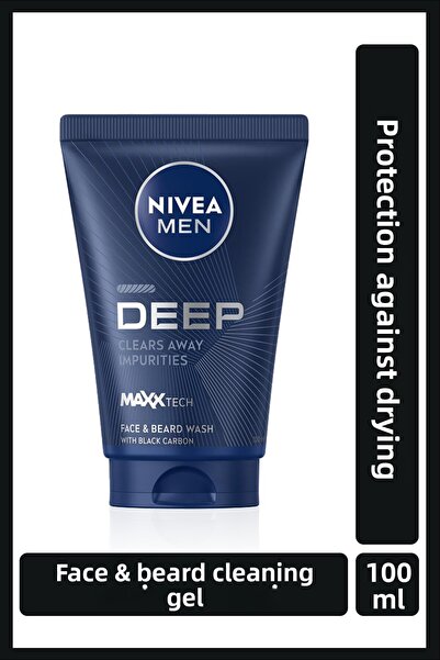 NIVEA جل تنظيف الوجه واللحية للرجال - ديب دايمنشن 100 مل، تنقية البشرة، الكرب...