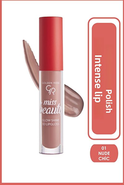 Golden Rose ملمع شفاه ميس بيوتي جلو شاين ثلاثي الأبعاد رقم: 01 نود شيك - ملمع...