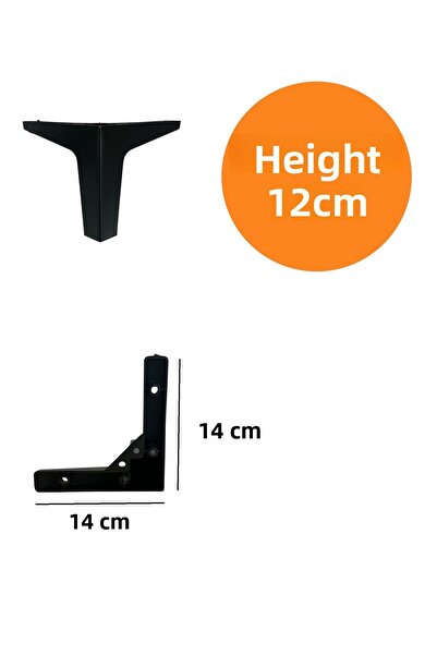 HOMDEP Canapea Fotoliu Unitate TV Consolă Înălțire Paris Model Picior din plastic Negru 12cm 4 buc.