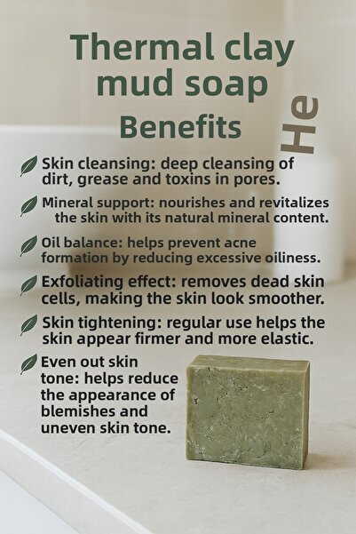 Newleaf Thermal Clay Mud Soap – Skin Soap with Pore Tightening & Detoxifying Effects 110g