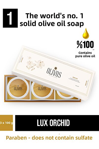 Olivos لوكس طبيعي صابون صلب بزيت الأوركيد وزيت الزيتون صابون لليدين مرطب مكثف 3 قطع 100 جرام