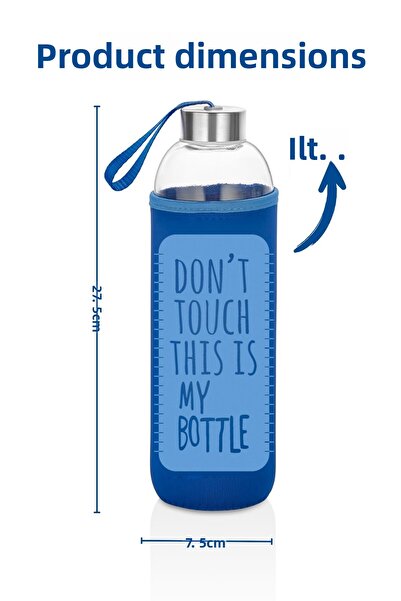 Nandy Home 1 Liter Glass Water Bottle – with Sleeve, Healthy and Durable Water Container – Don'T Touch This Is My Bottle
