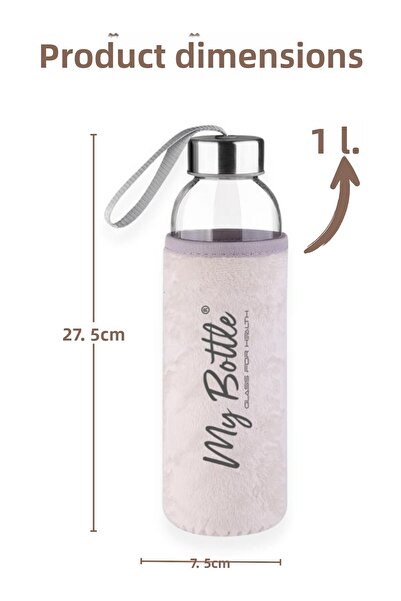 Nandy Home 1 Liter Glass Water Bottle – with Plush Cover, Carrying Strap, Durable Water Bottle – My Bottle