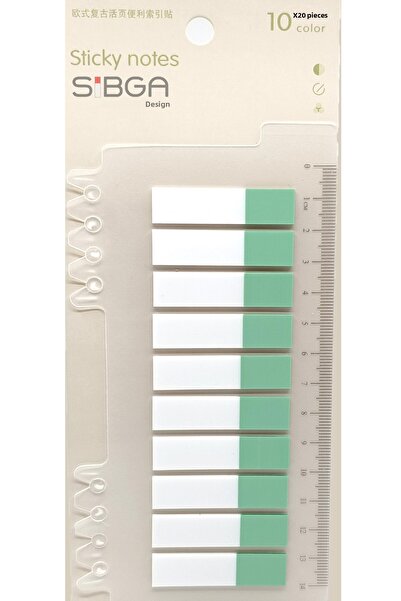 sibga tasarım ملصقات لاصقة شفافة خضراء نصفية. علامة كتاب لاصقة 200 ورقة