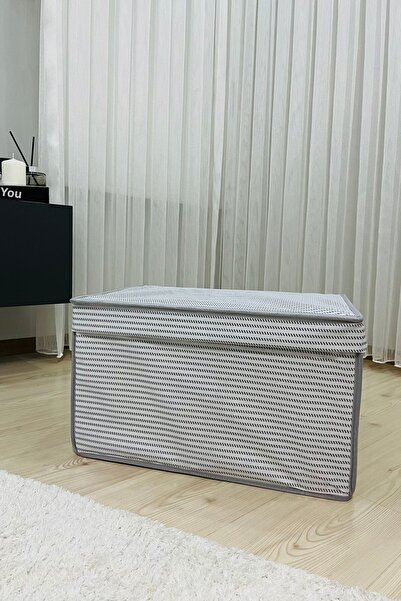 VAYBE MAXI MULTI-PURPOSE STORAGE BOX ORGANIZER GREY LINE PATTERN 40X50X30