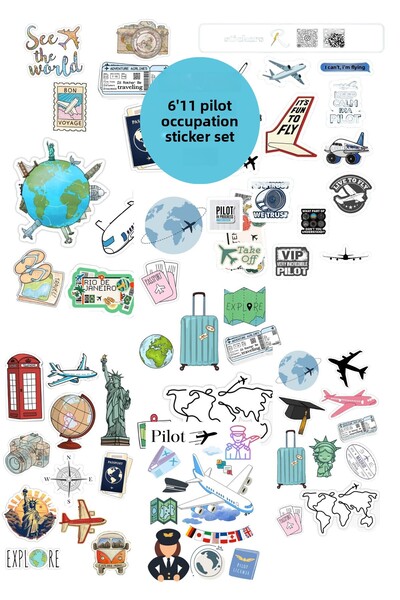 elviano مجموعة ملصقات مناسبة لدفتر الملاحظات بتصميم طيار مكونة من 6 قطع