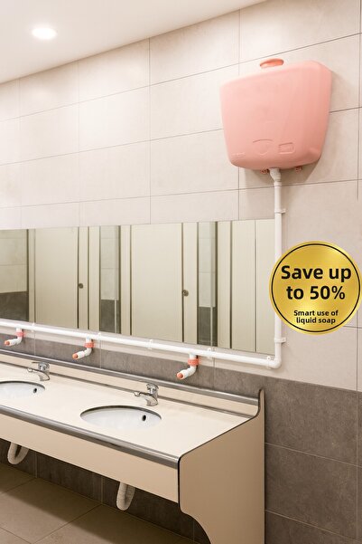 hilal kimya 20 Lt 3 Tap Button Liquid Soap Dispenser with Central Storage – for School, Mosque and Bulk Use