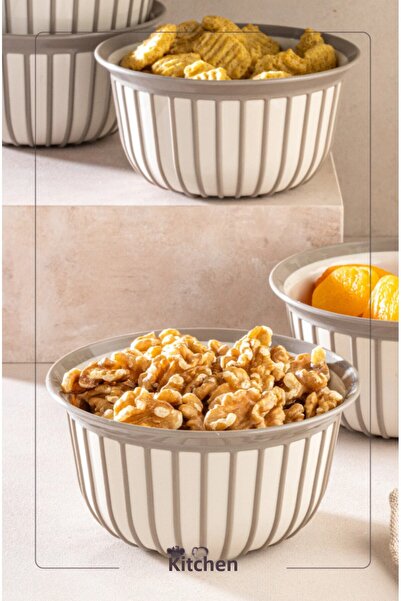 Stile Cucina Linea 3-Piece Practical Snack Bowl Beige 1 Liter